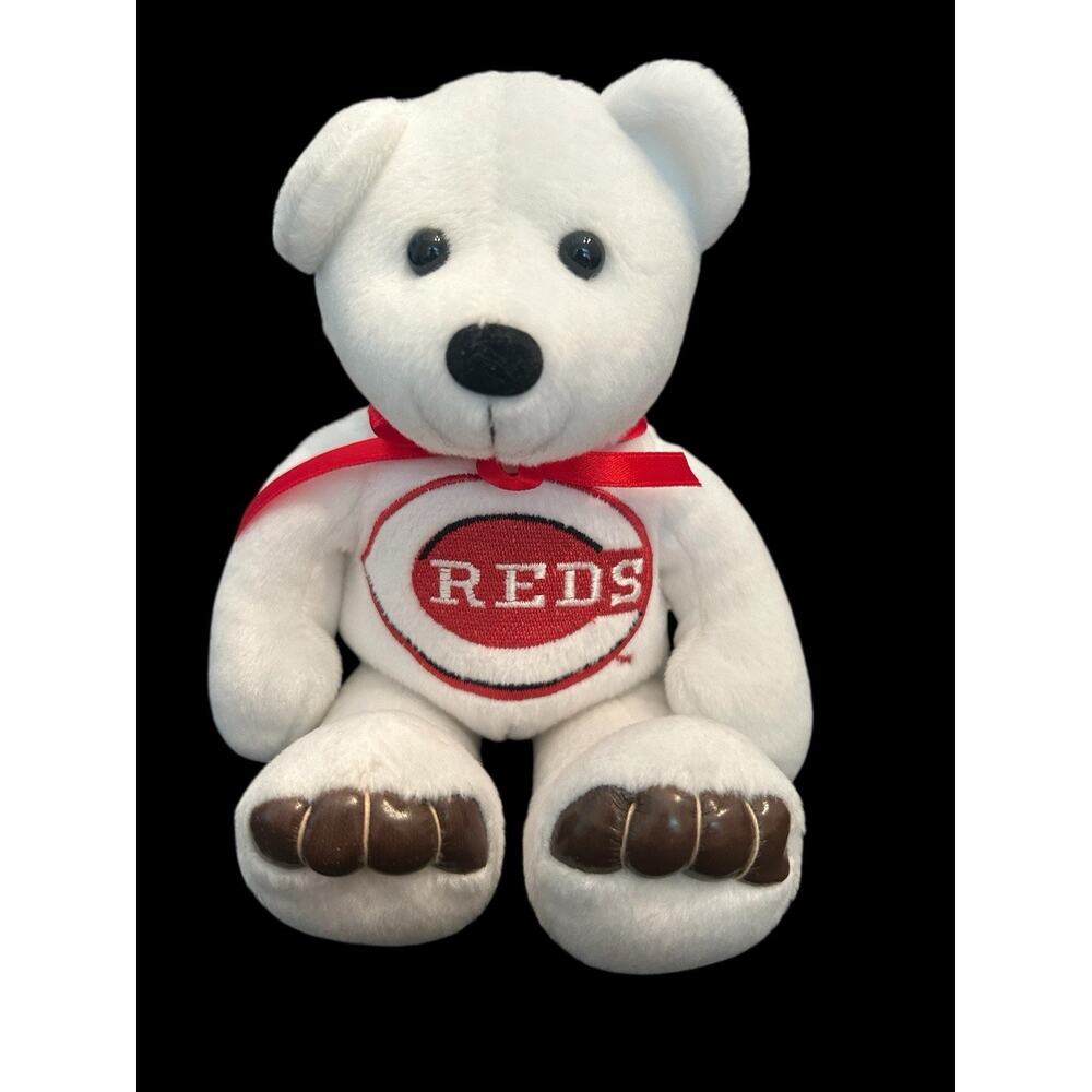 Vintage Cincinnati Reds 8.5" White Plush Bear with‎ Reds Logo Kiky Toys, MLB
